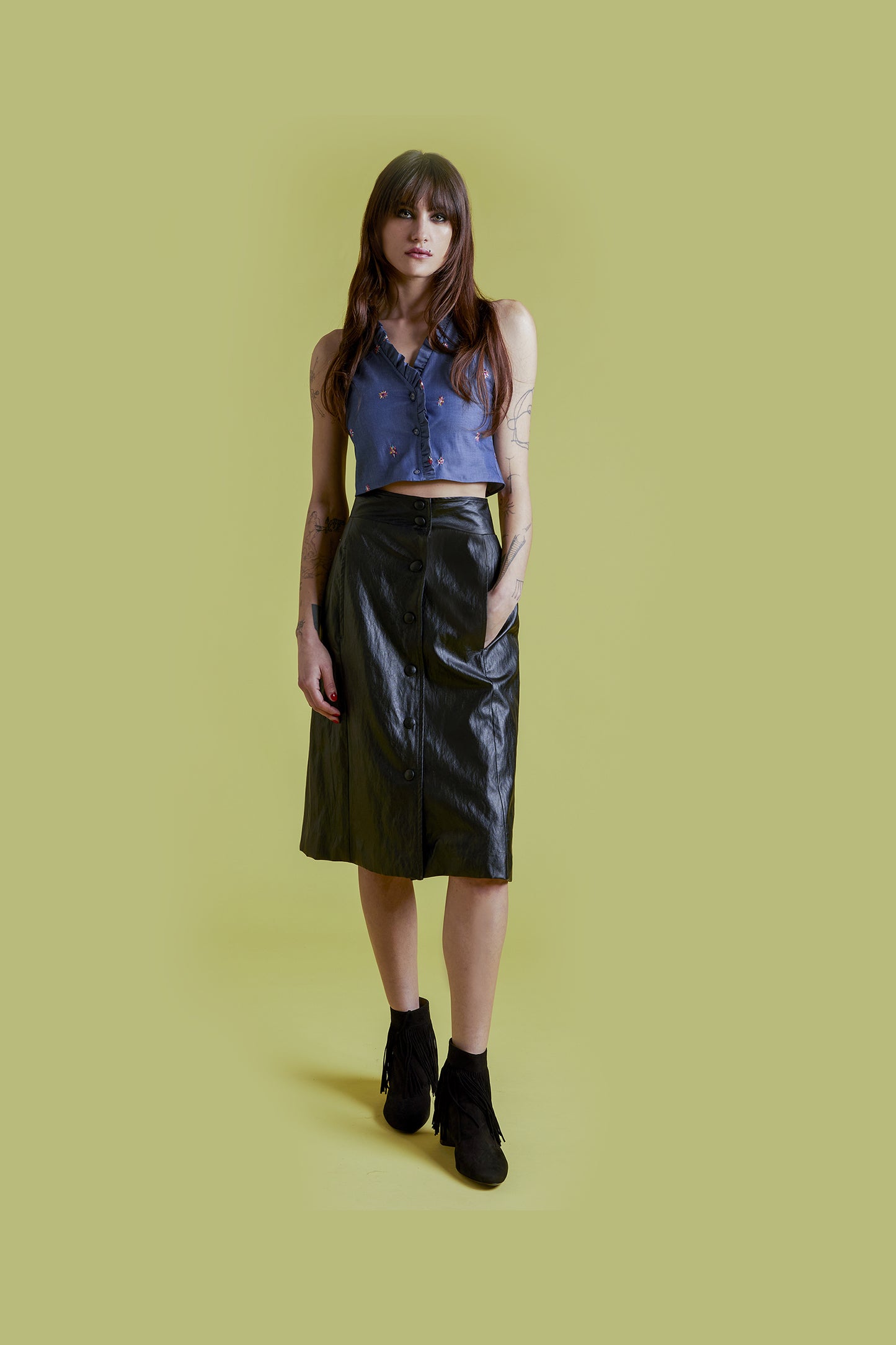 MARIANNE - Gonna in ecopelle nero