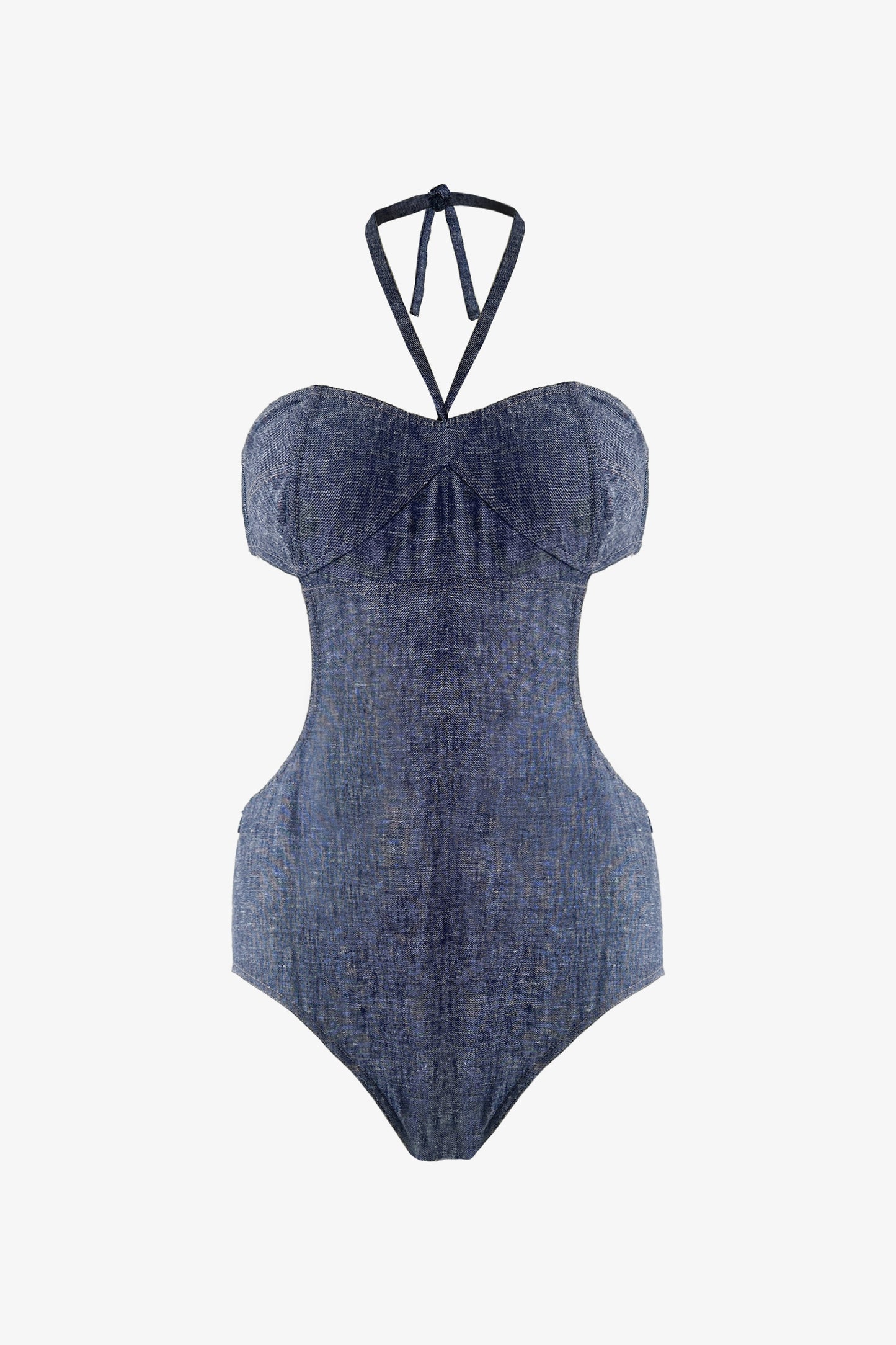 TELMA - Denim effect linen body Indigo