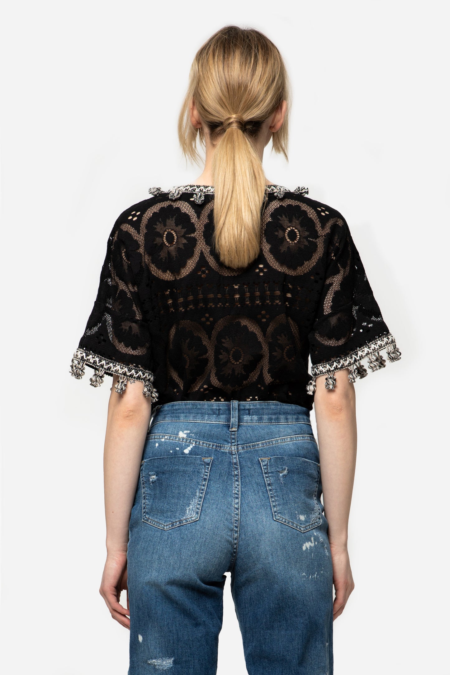 ALTHEA - Short sleeve lace blouse