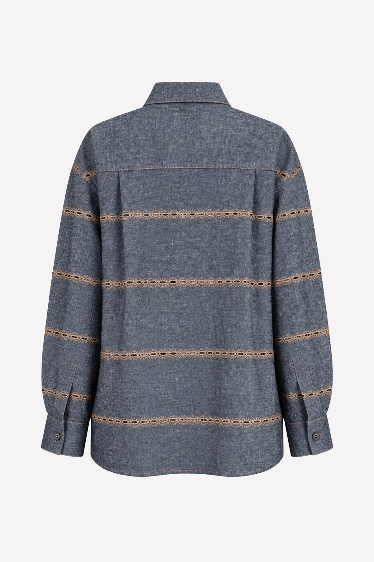 NILDE - Textured linen shirt Denim