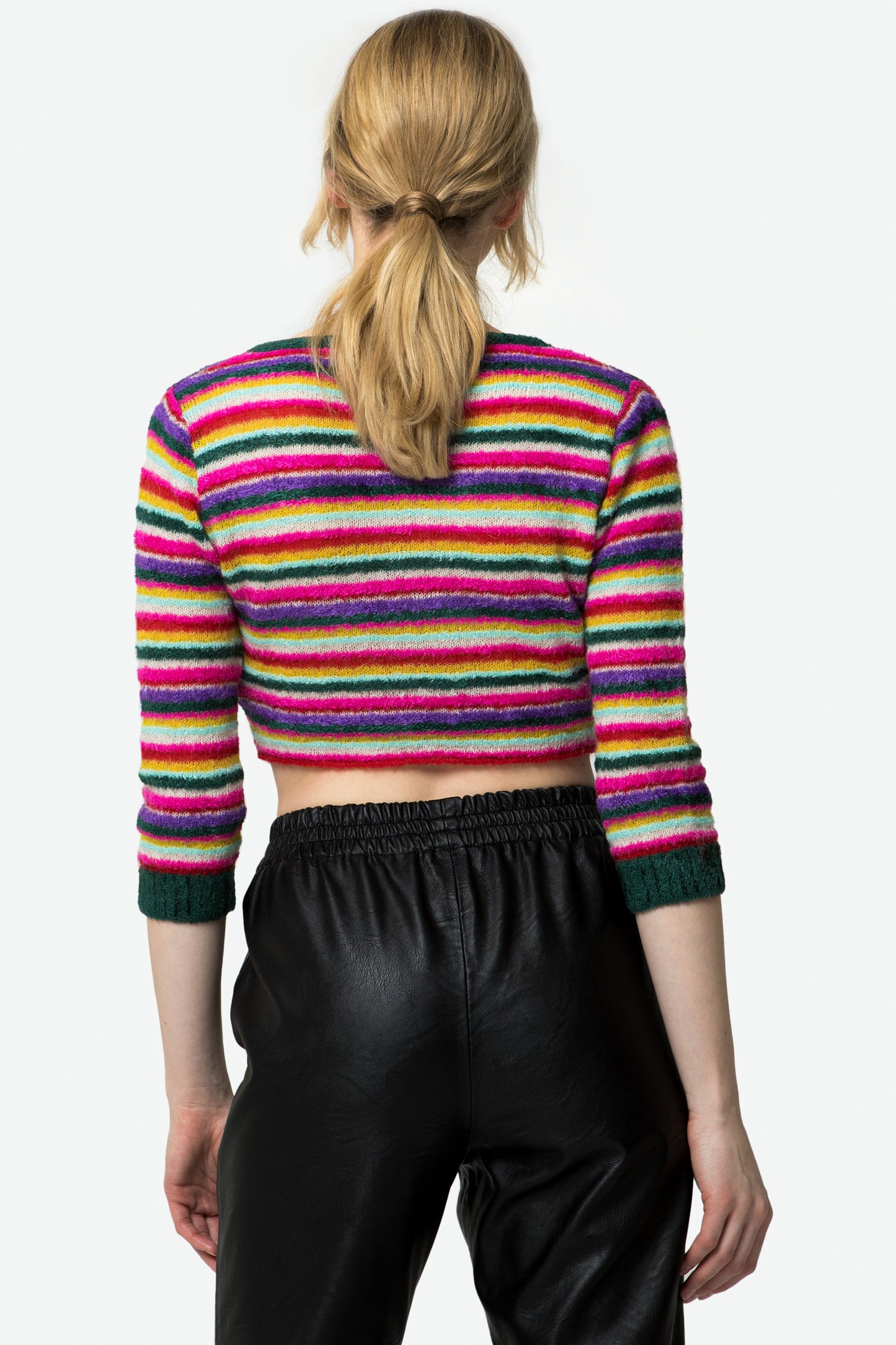 GABRIELLE - Stripes cropped cardigan