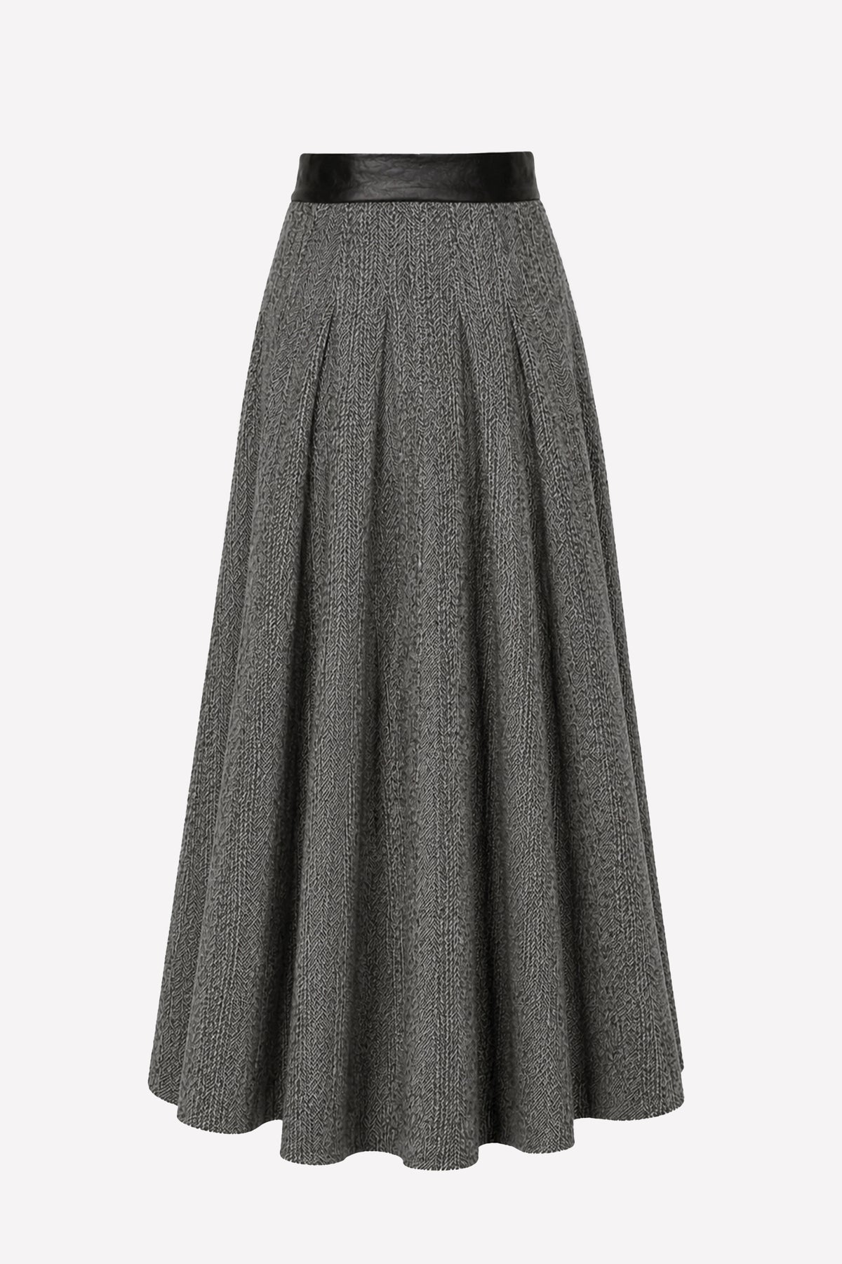 COLETTE - Long wool skirt Saltpepper