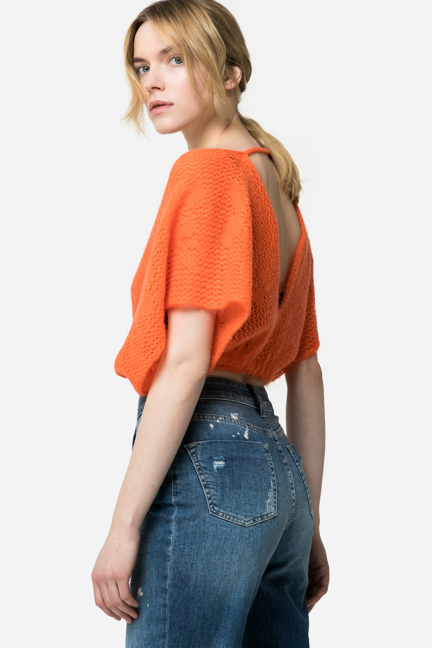 VICKY - Monochrome knit crop top