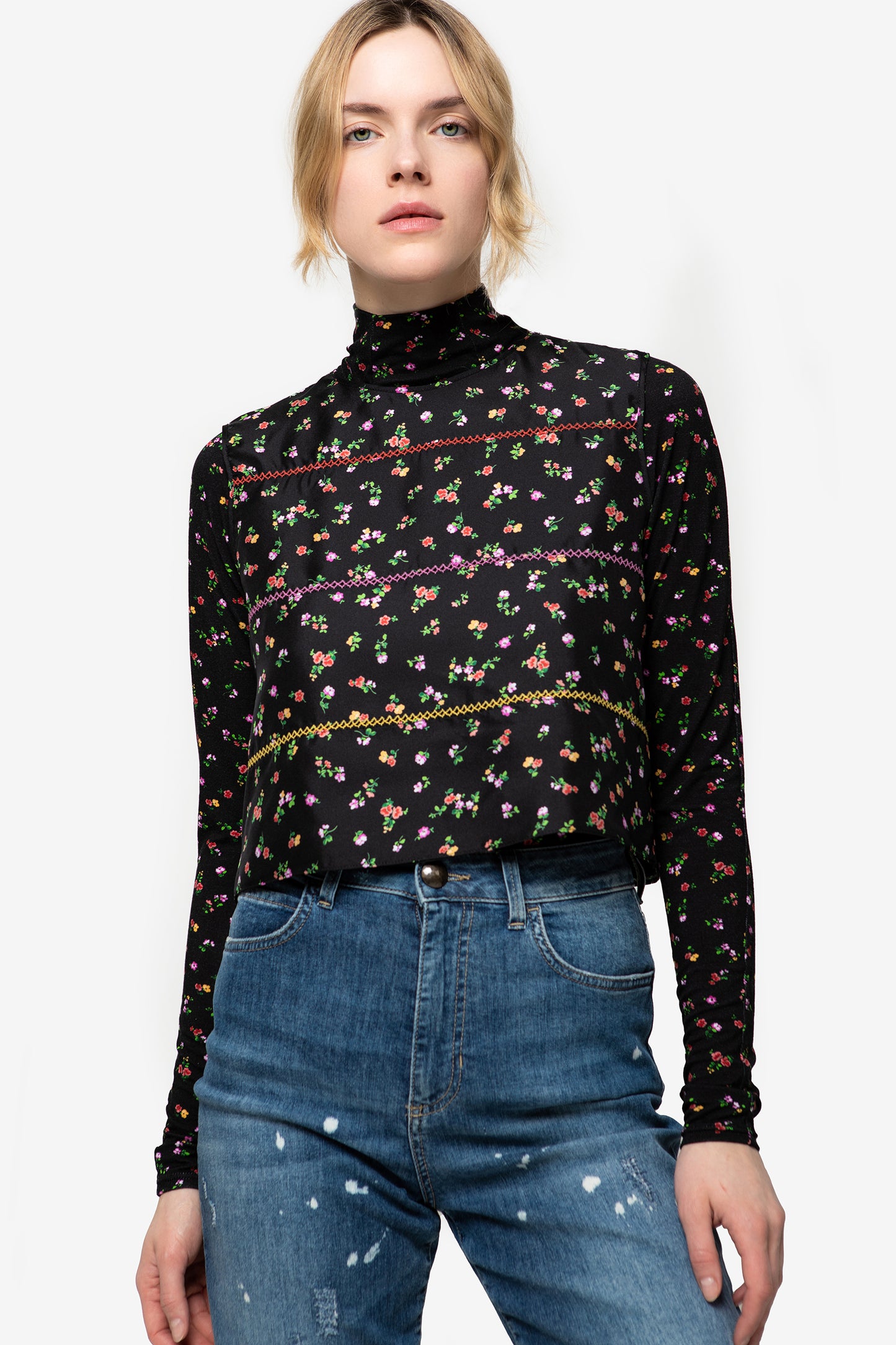 AMARILLI - Silk microflower top