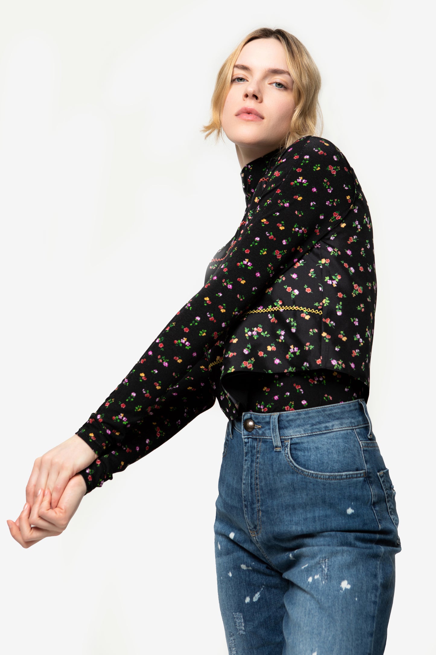 AMARILLI - Silk microflower top