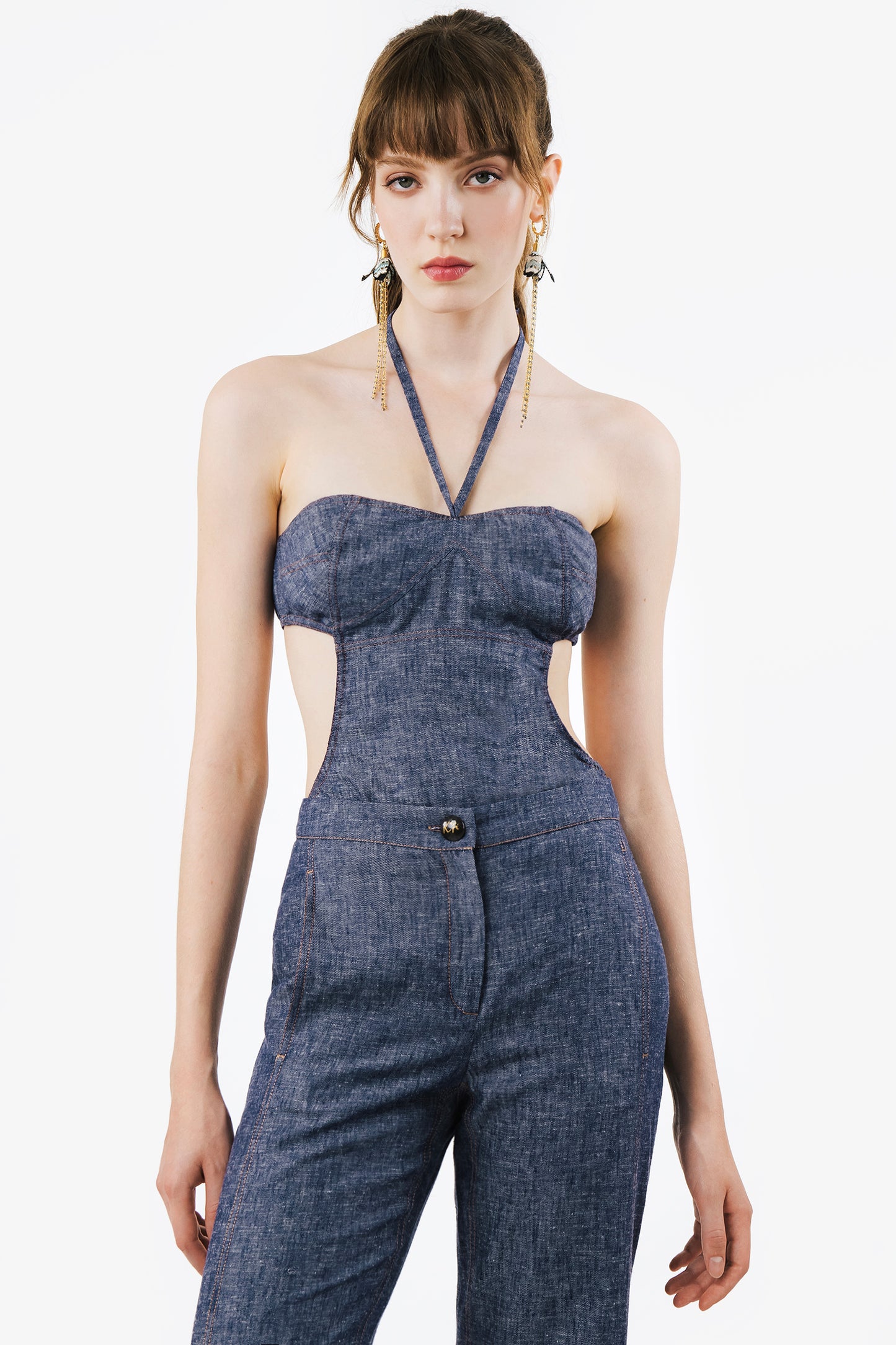 TELMA - Denim effect linen body Indigo