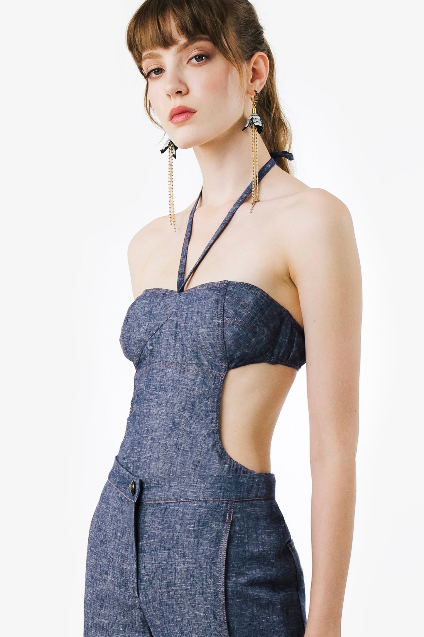 TELMA - Denim effect linen body Indigo