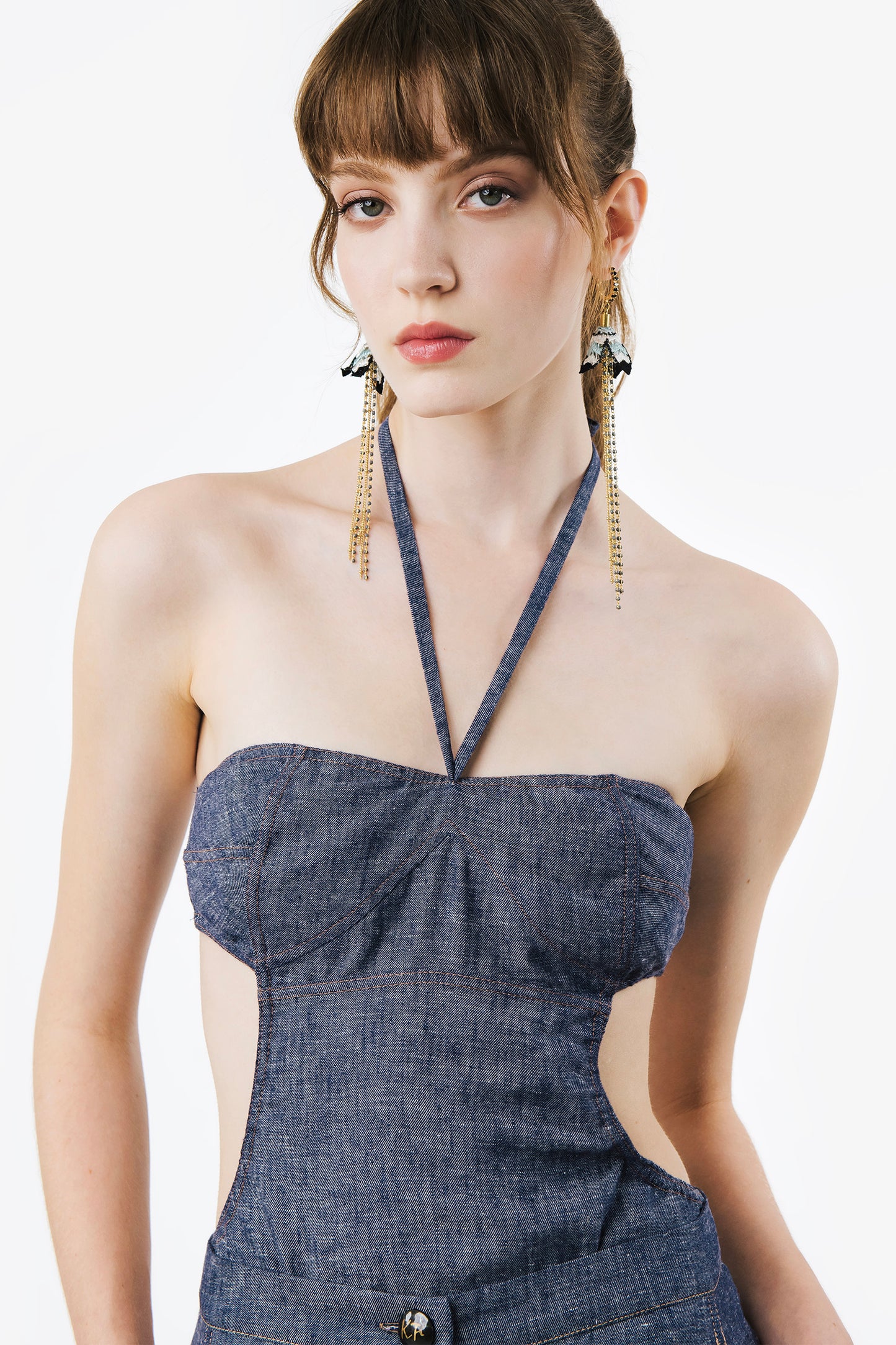 TELMA - Denim effect linen body Indigo