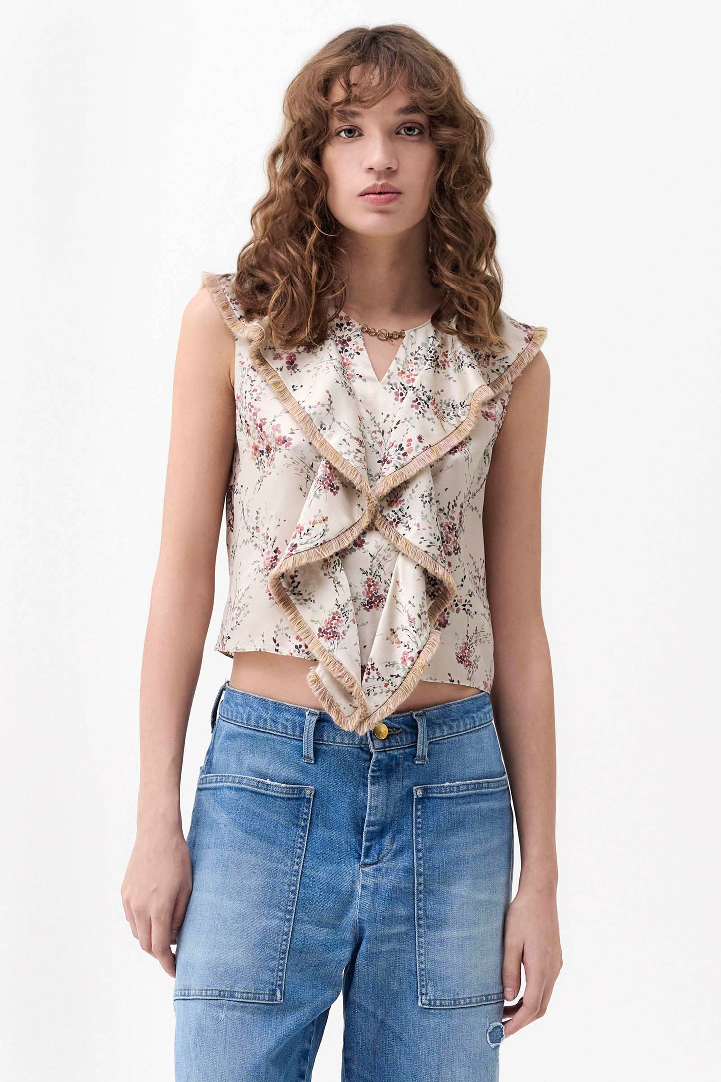 GIADA - Silk crop top Wildflowers