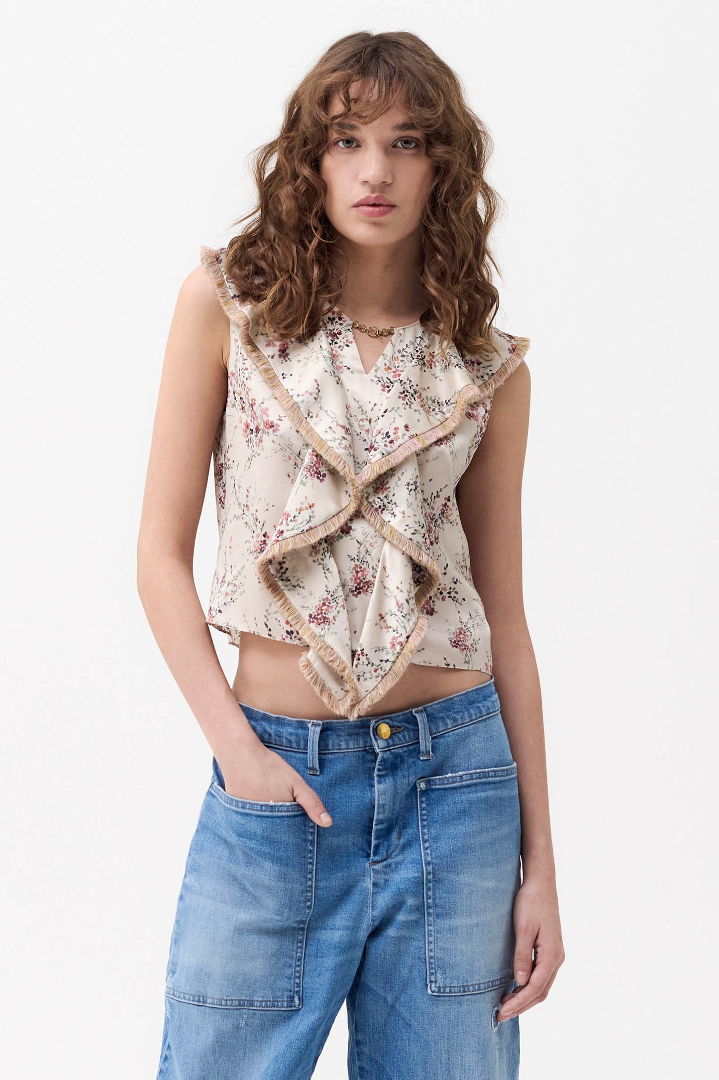 GIADA - Silk crop top Wildflowers