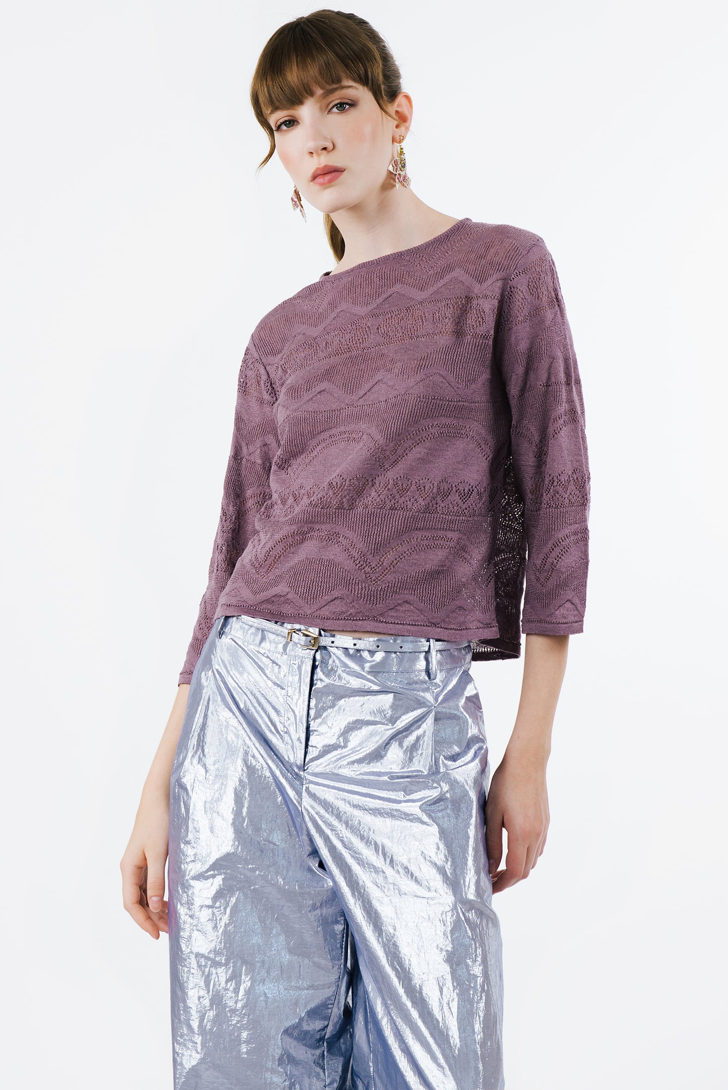 SABINA - Leather belt Metal