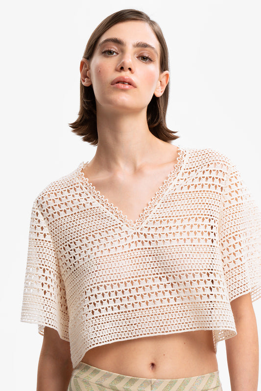 SELENE - Crop top macramè Sable