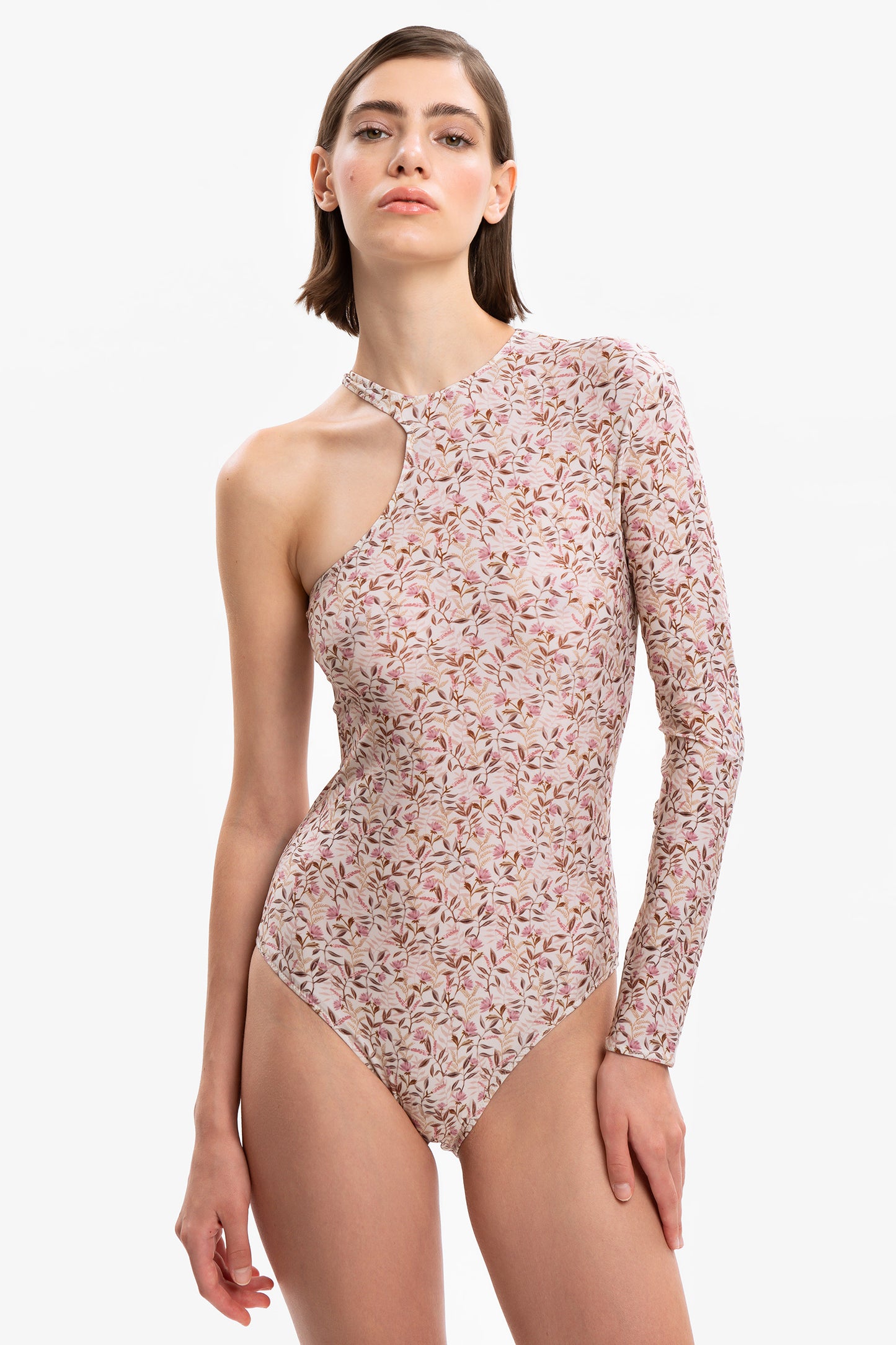 BETTY - One-shoulder one-piece Flores