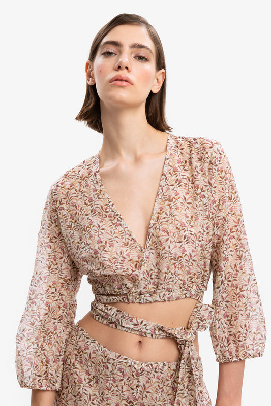 BAIA - Cache coeur in cotone seta Flores