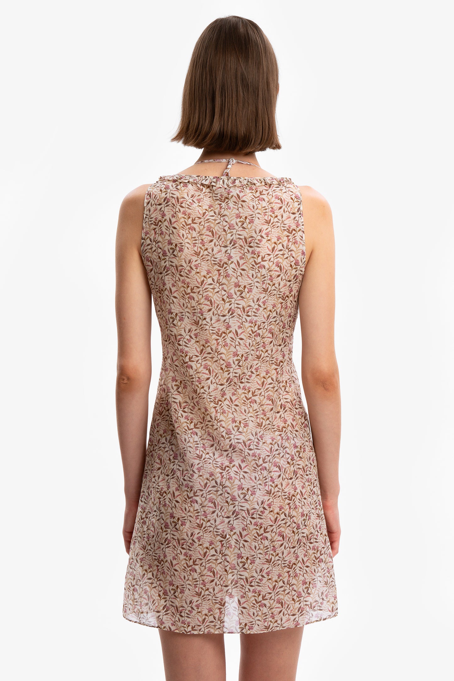 OLIVIA - Cotton silk short dress Flores