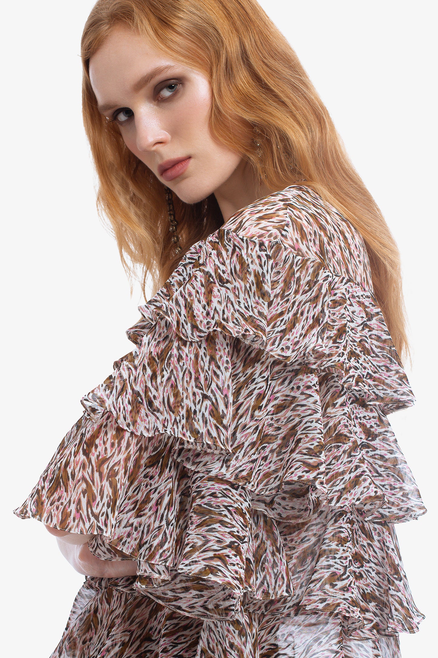 POLINA - Blusa in creponne di seta Camouflage