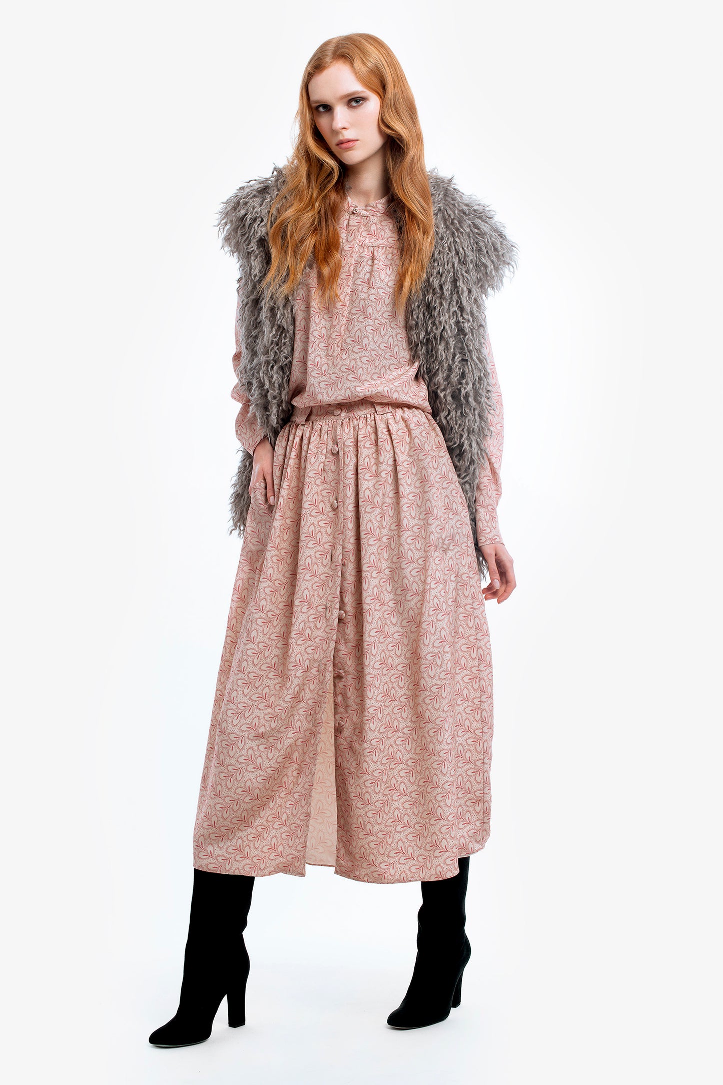 BEATRIZ - Gonna in seta Foliage