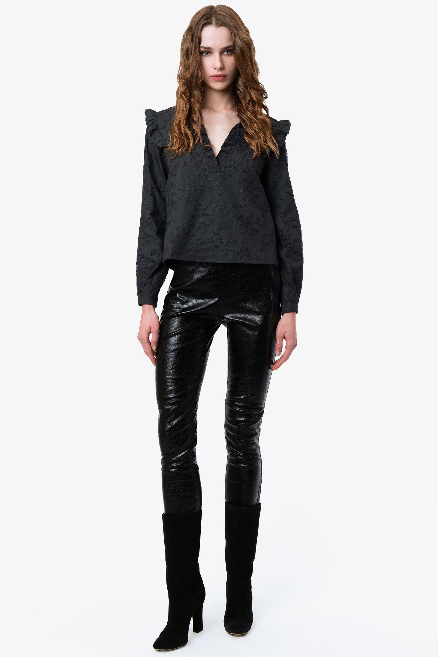 JEANETTE - Blusa in cotone ricamato Croix