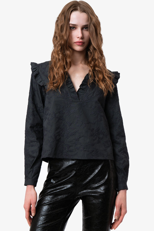 JEANETTE - Embroidered cotton blouse Croix