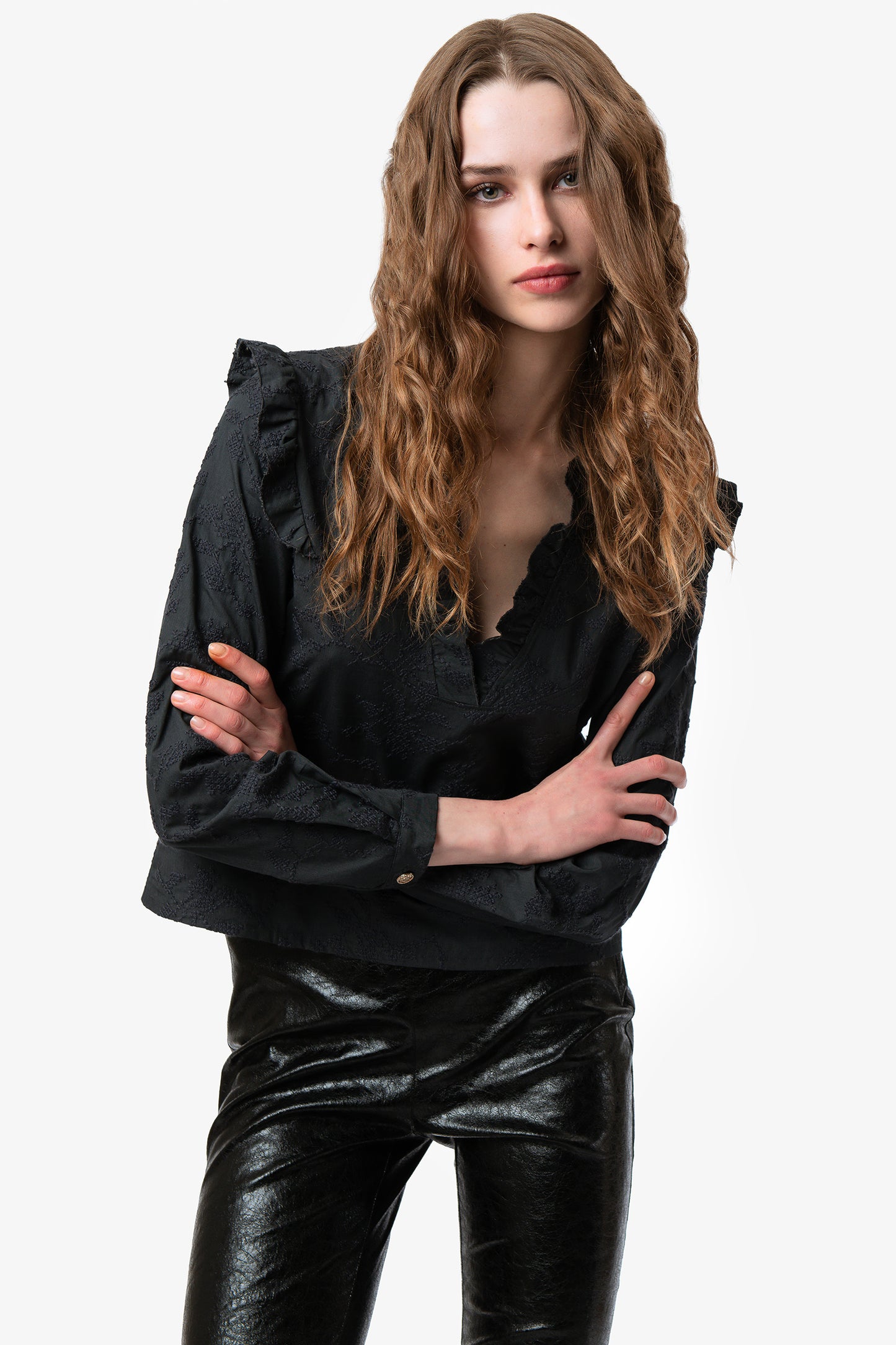 JEANETTE - Blusa in cotone ricamato Croix