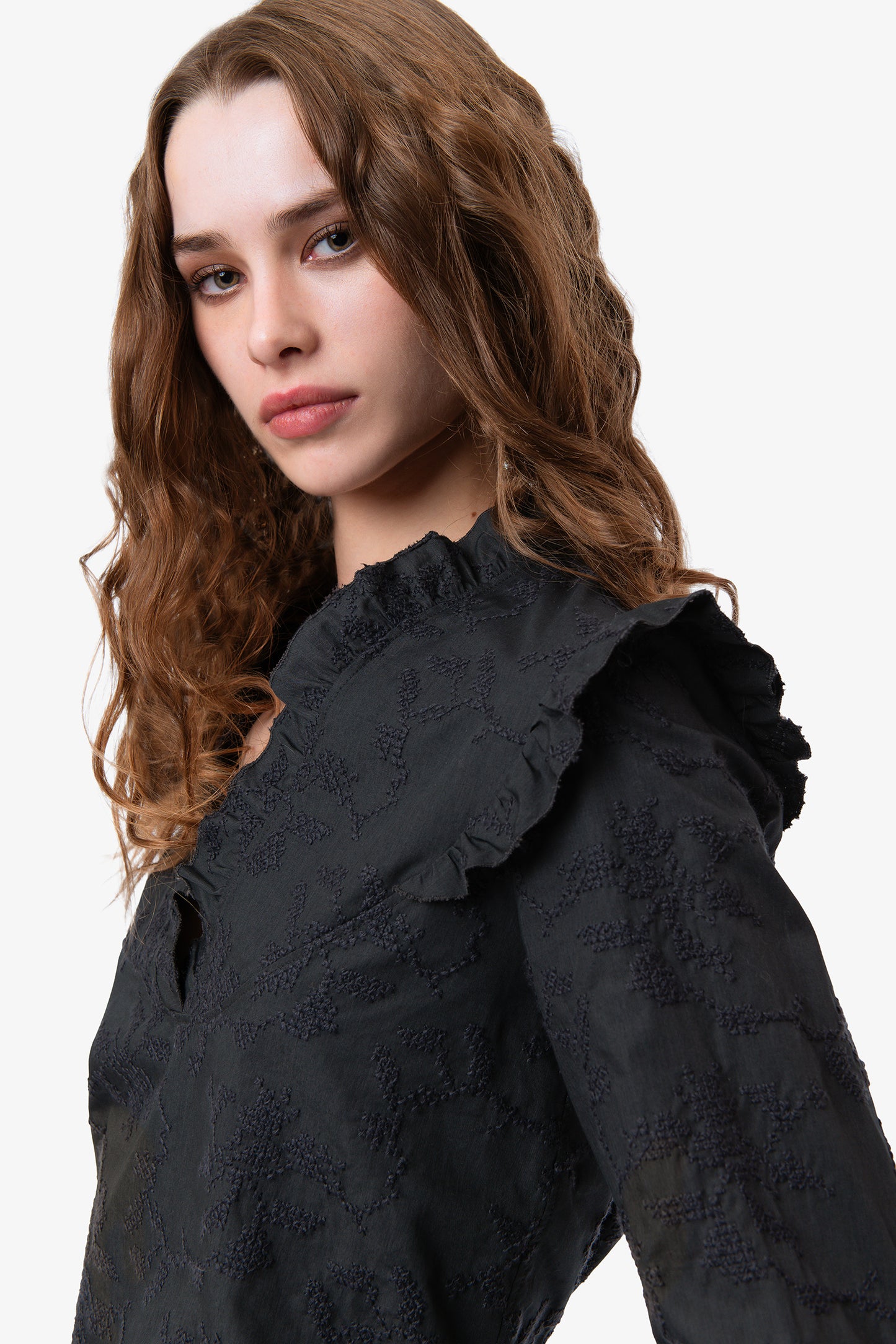 JEANETTE - Blusa in cotone ricamato Croix
