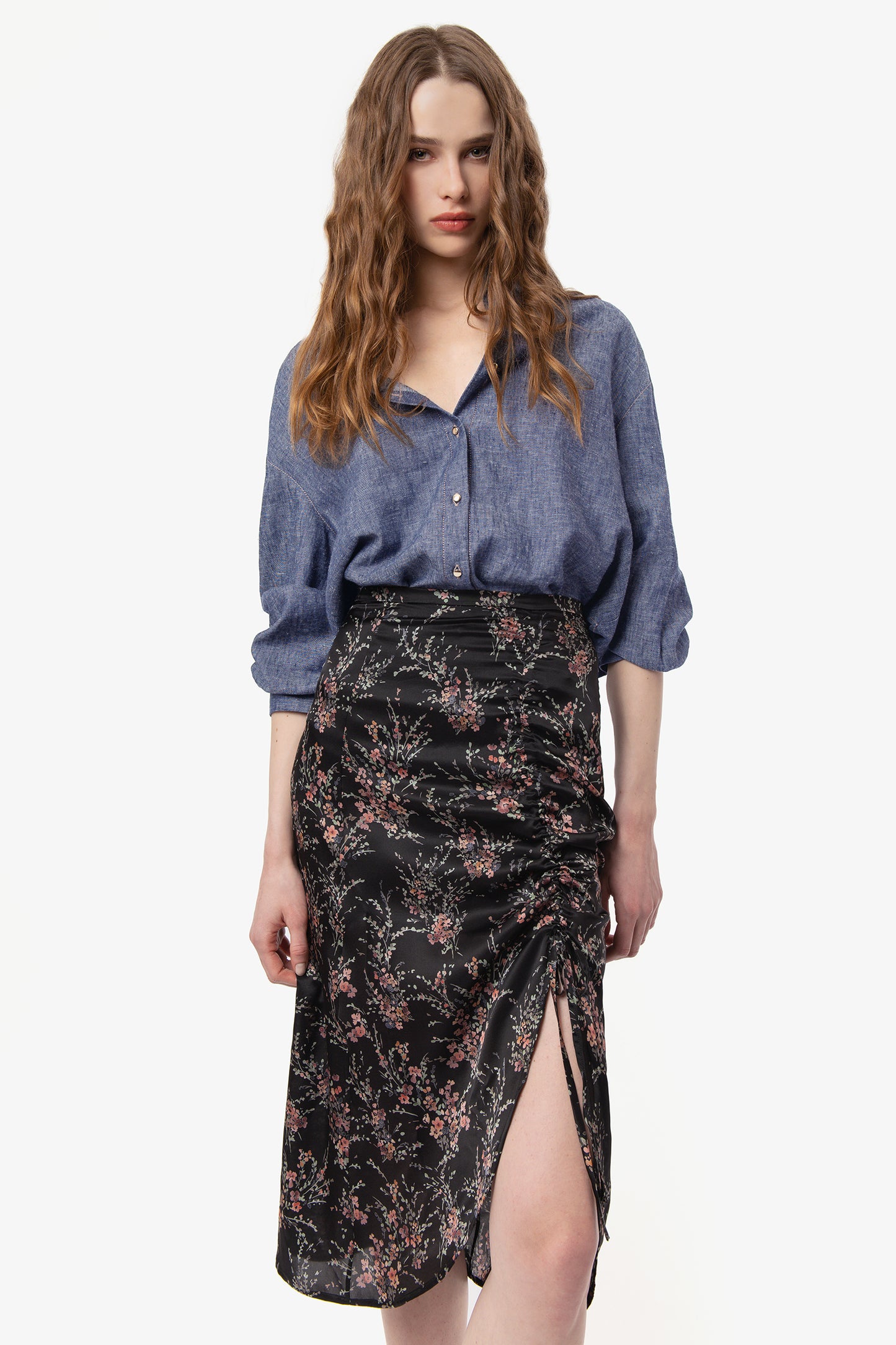FEDORA - Silk midi skirt Wildflowers