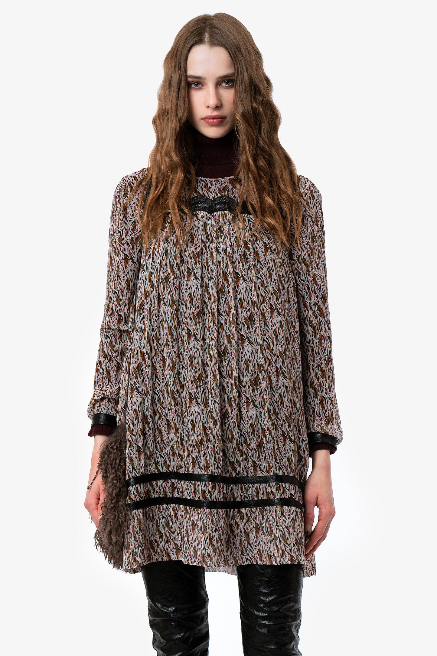 ZENDA - Silk crepon mini dress Camouflage