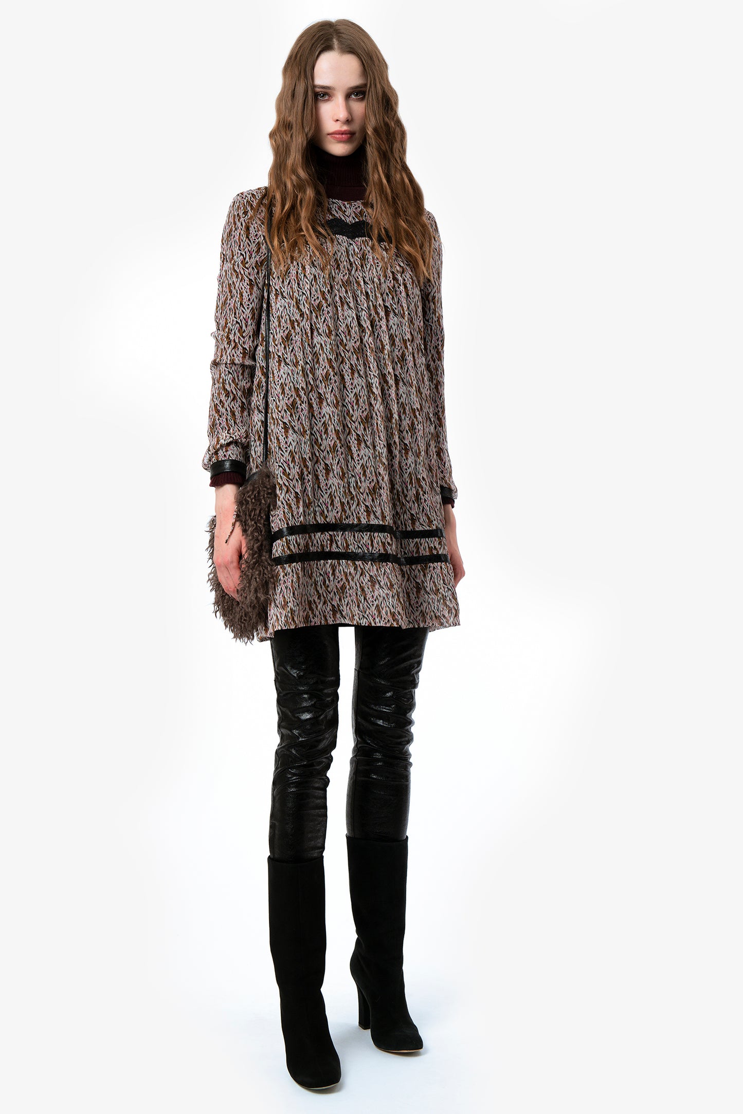 ZENDA - Silk crepon mini dress Camouflage