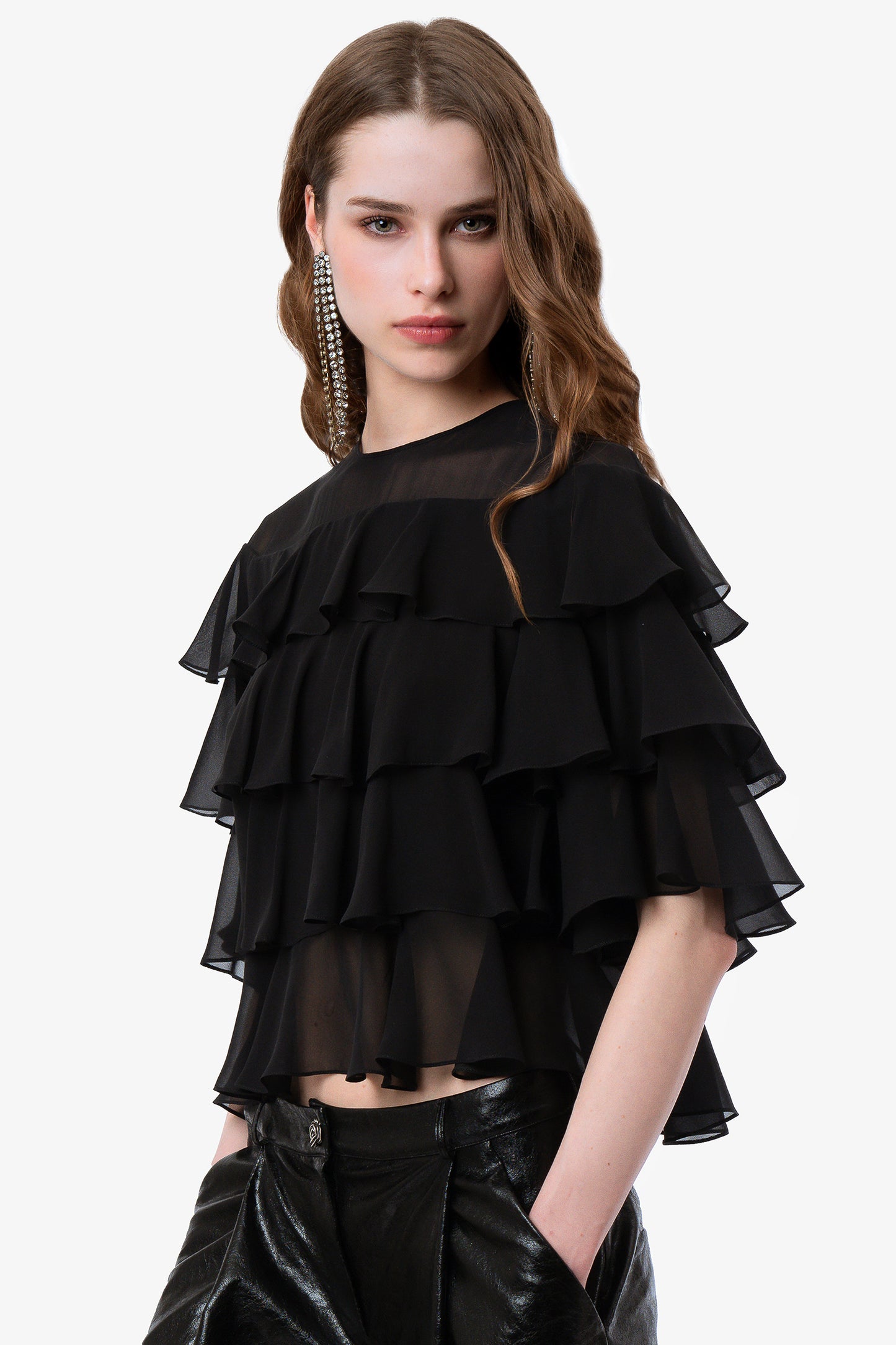 MARISTELLA - Blusa in chiffon di seta Operà