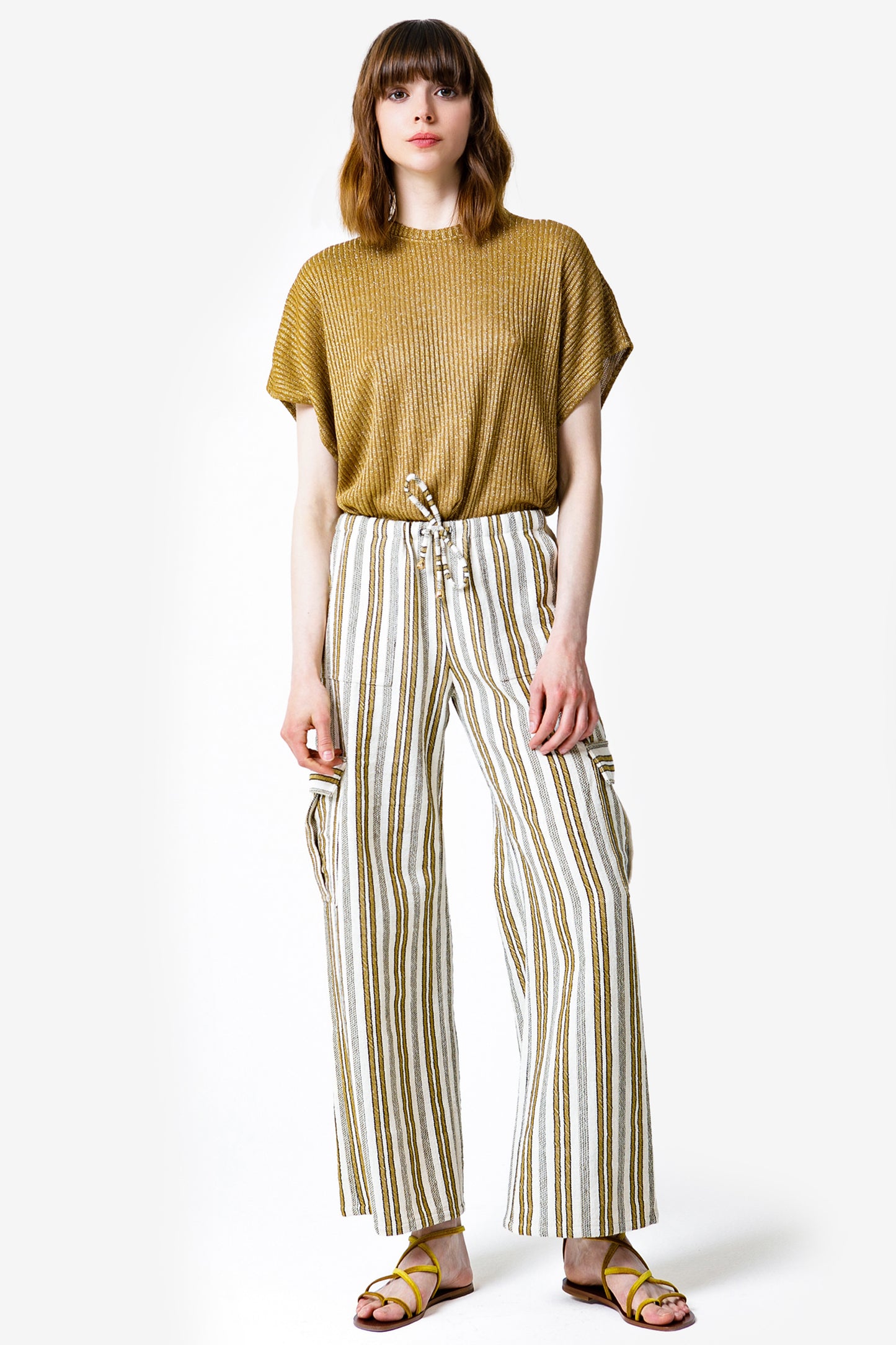 GIULIA - Pantalone cargo a righe