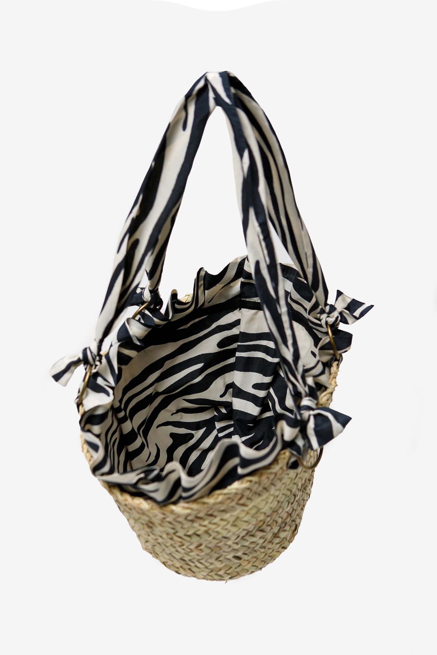 AMALFI - Animal print medium straw bag