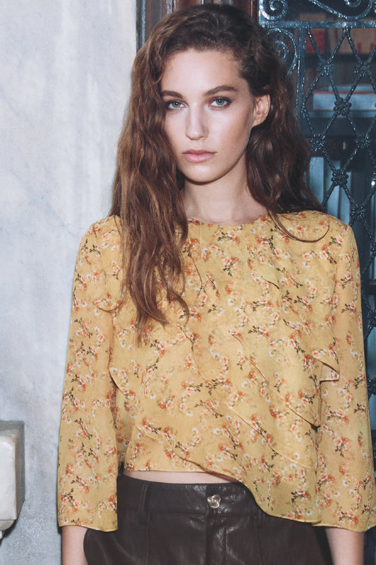 LIVIA - Silk crop blouse Goldie