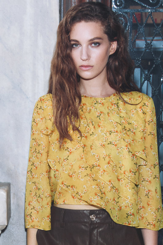 LIVIA - Silk crop blouse Goldie