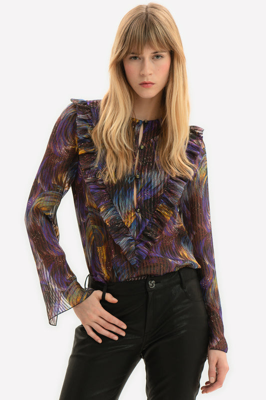 DAFNE - Silk blouse Moulin Rouge