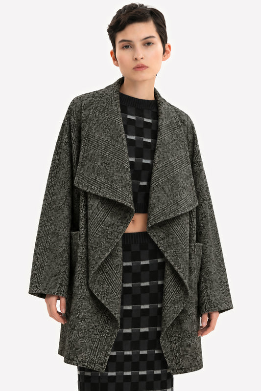 SVEVA - Oversized wool jacket Saltpepper