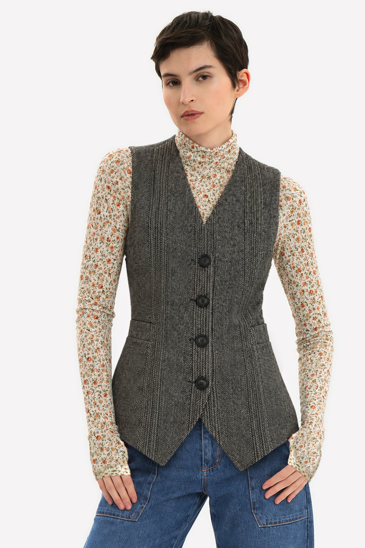 AMBRA - Gilet in lana Saltpepper