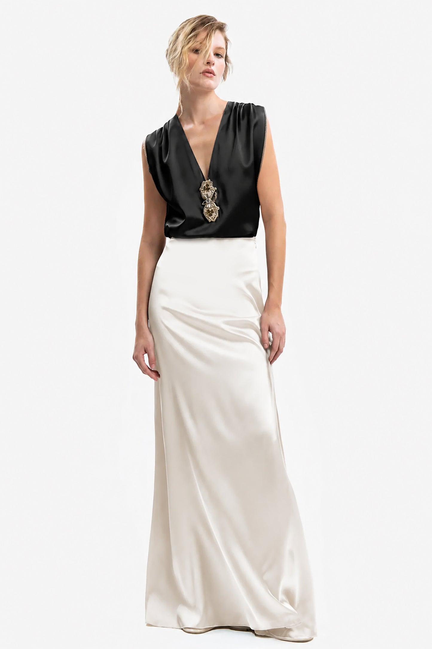 SALLY - Silk Satin Skirt Ninfea