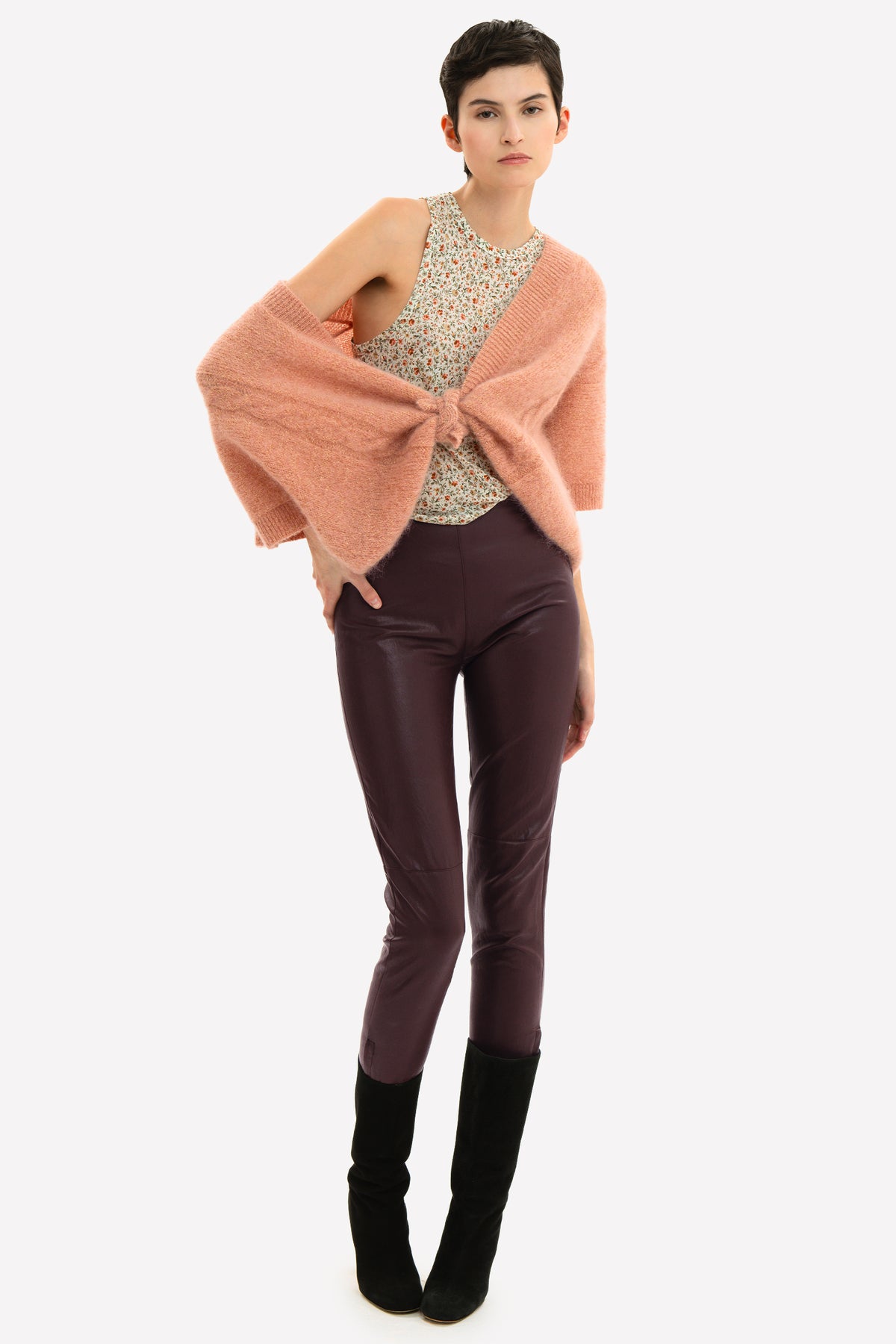 REBECCA - Skinny eco-leather trousers Rock