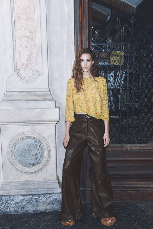 TEA - Palazzo trousers in eco-leather Rock