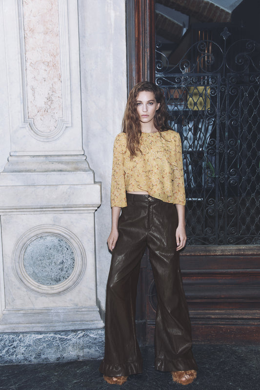 TEA - Pantalone palazzo in eco-leather Rock