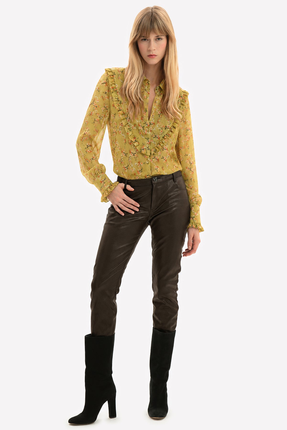 AMALIA - Pantaloni in eco-leather Rock