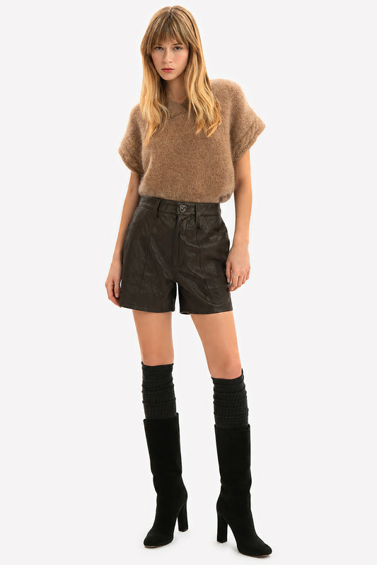 PAOLA - Shorts in eco-leather Rock
