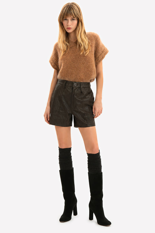 PAOLA - Shorts in eco-leather Rock