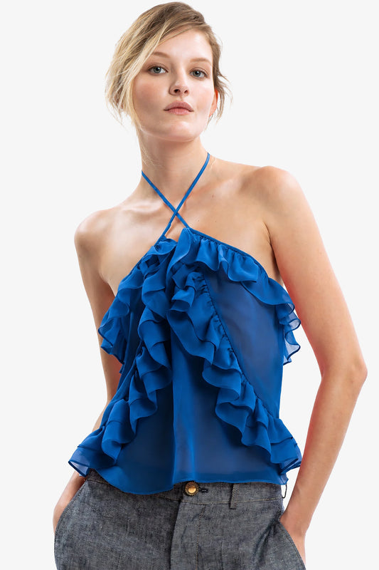 CELESTE - Top in seta Fiesta