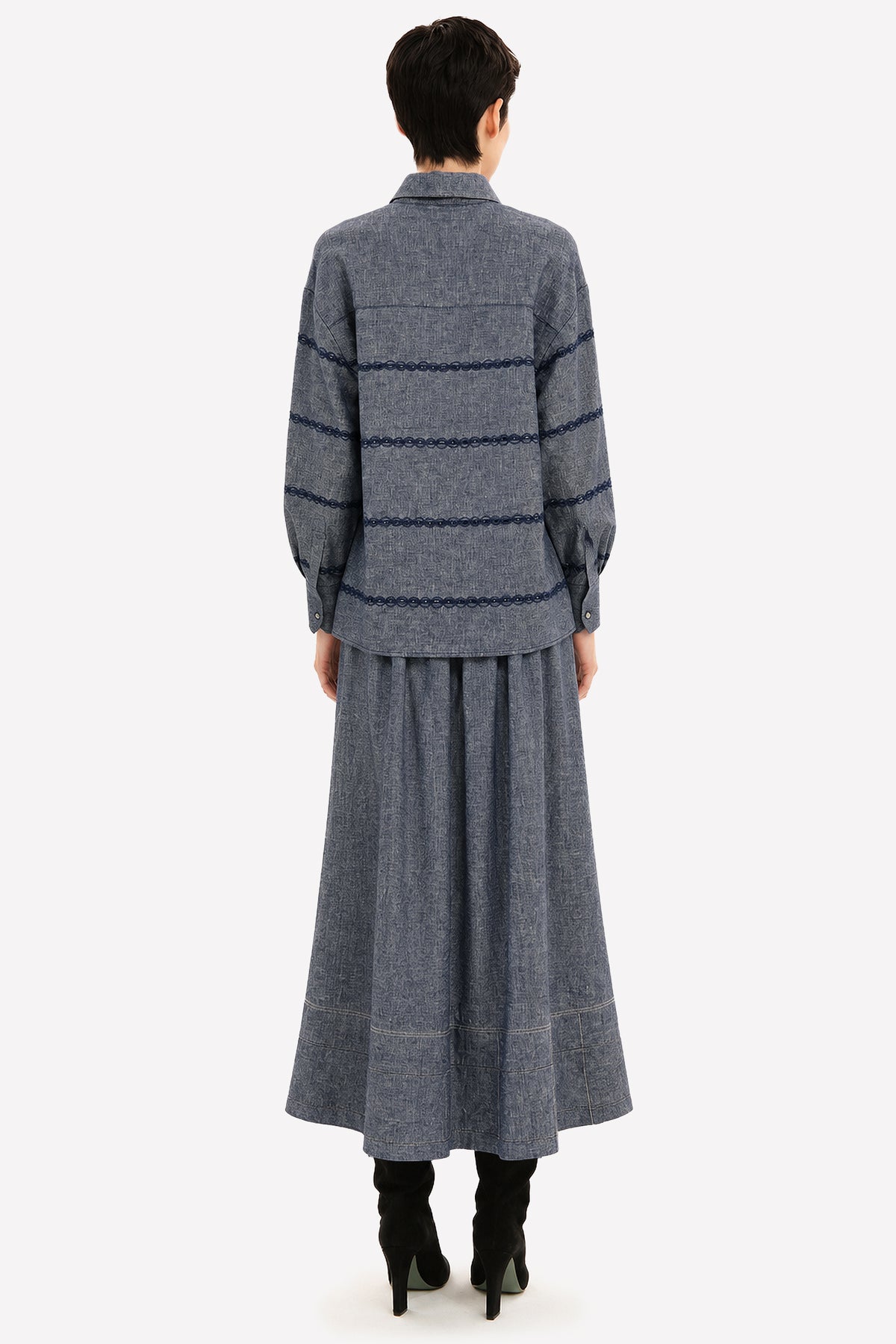 JASMIN - Linen-effect shirt Denim