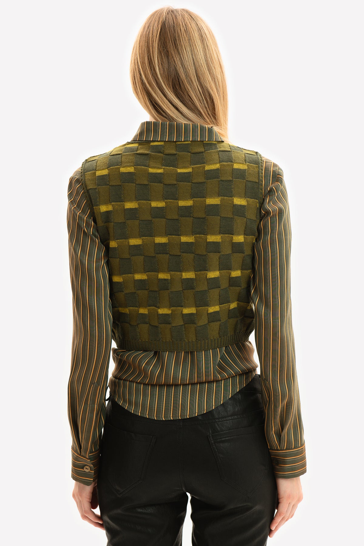 APOLLINE - Gilet in lana merino Damier