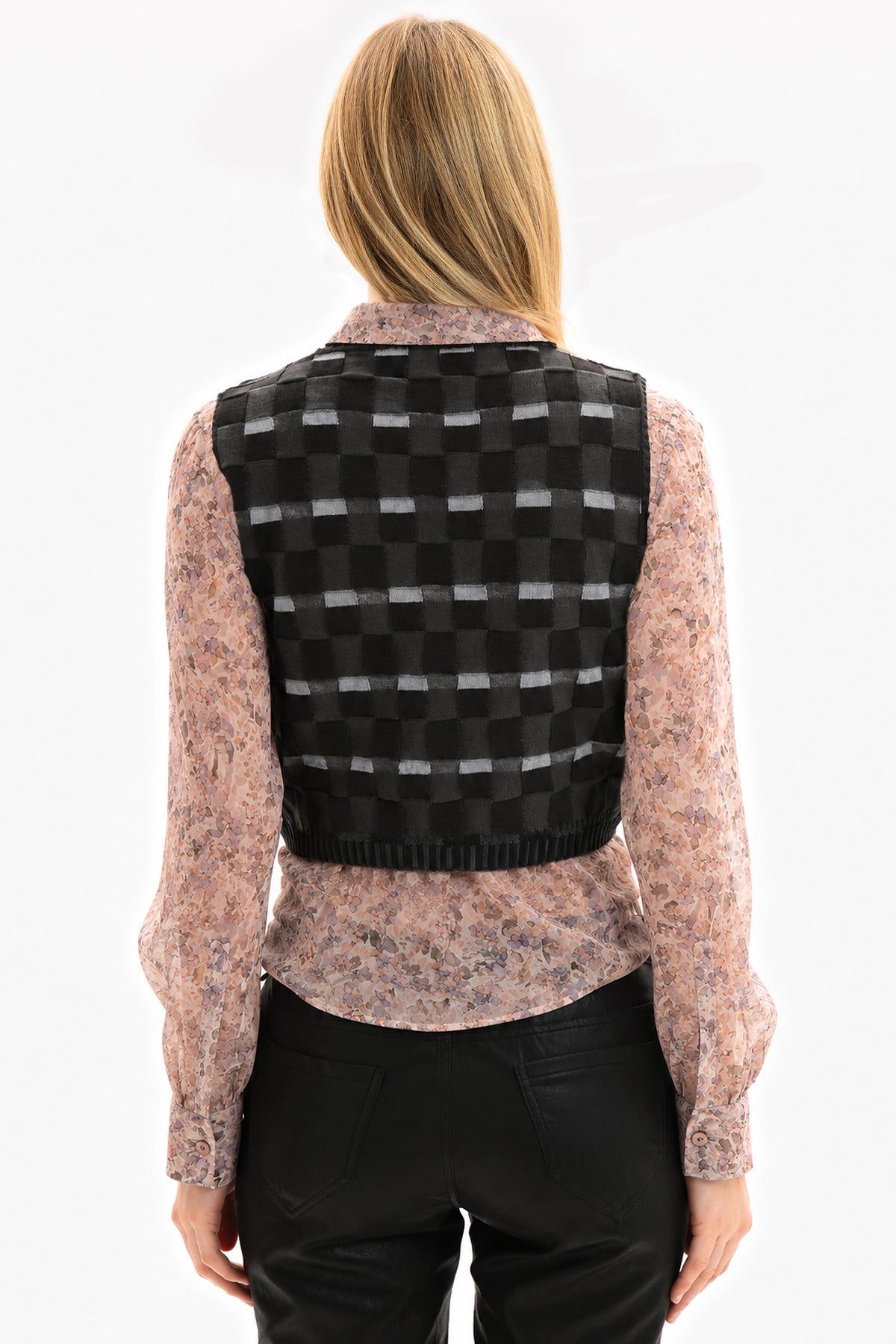 ANGELA - Merino wool vest Damier