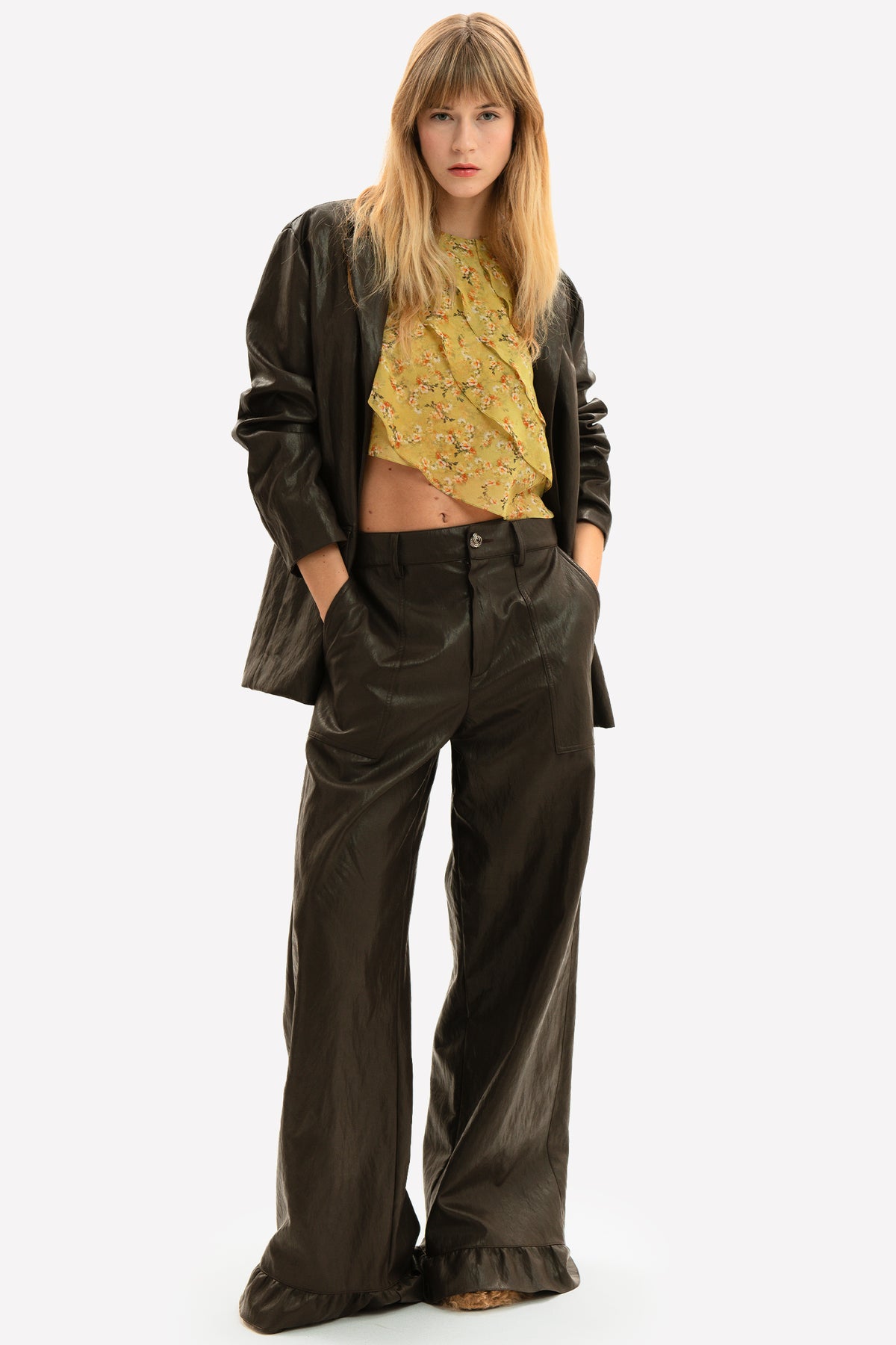 TEA - Pantalone palazzo in eco-leather Rock