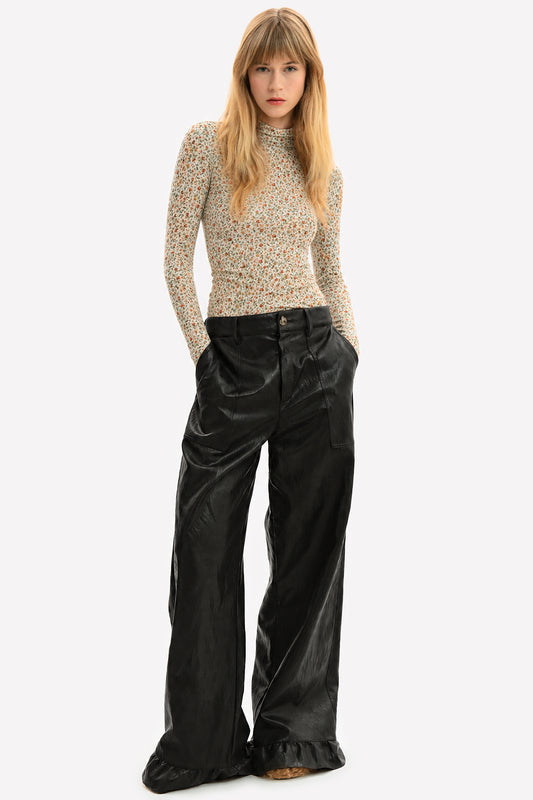ALESSIA - Faux leather palazzo trousers Rock
