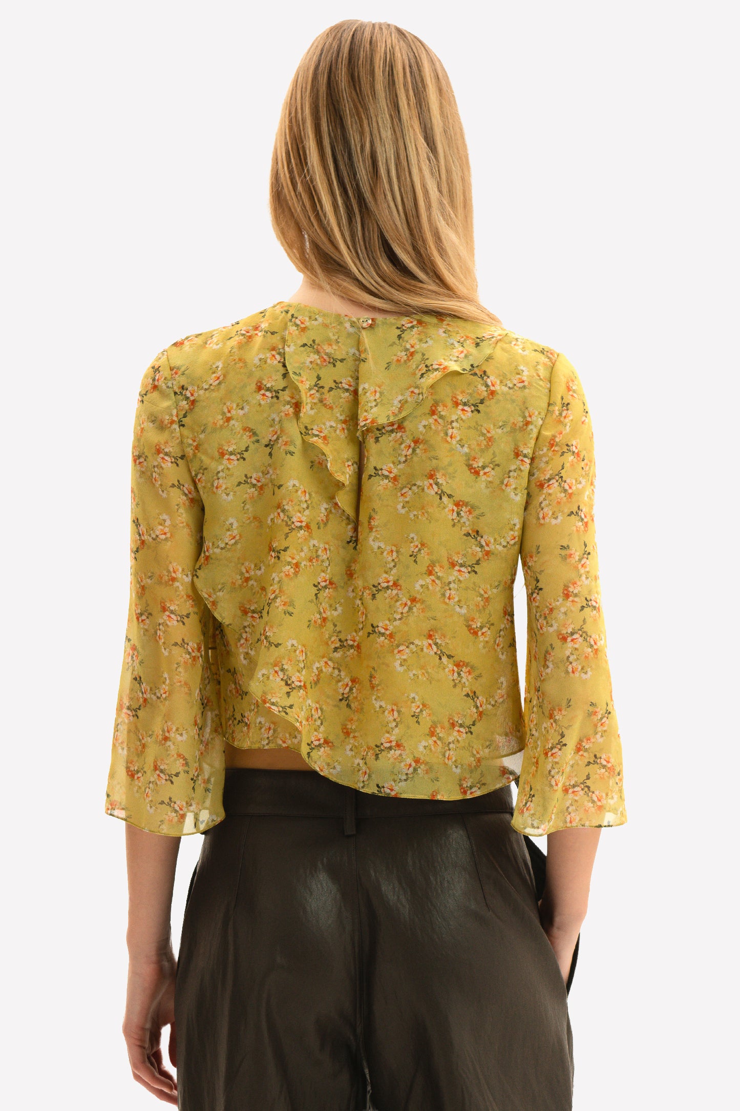 LIVIA - Blusa crop in seta Goldie